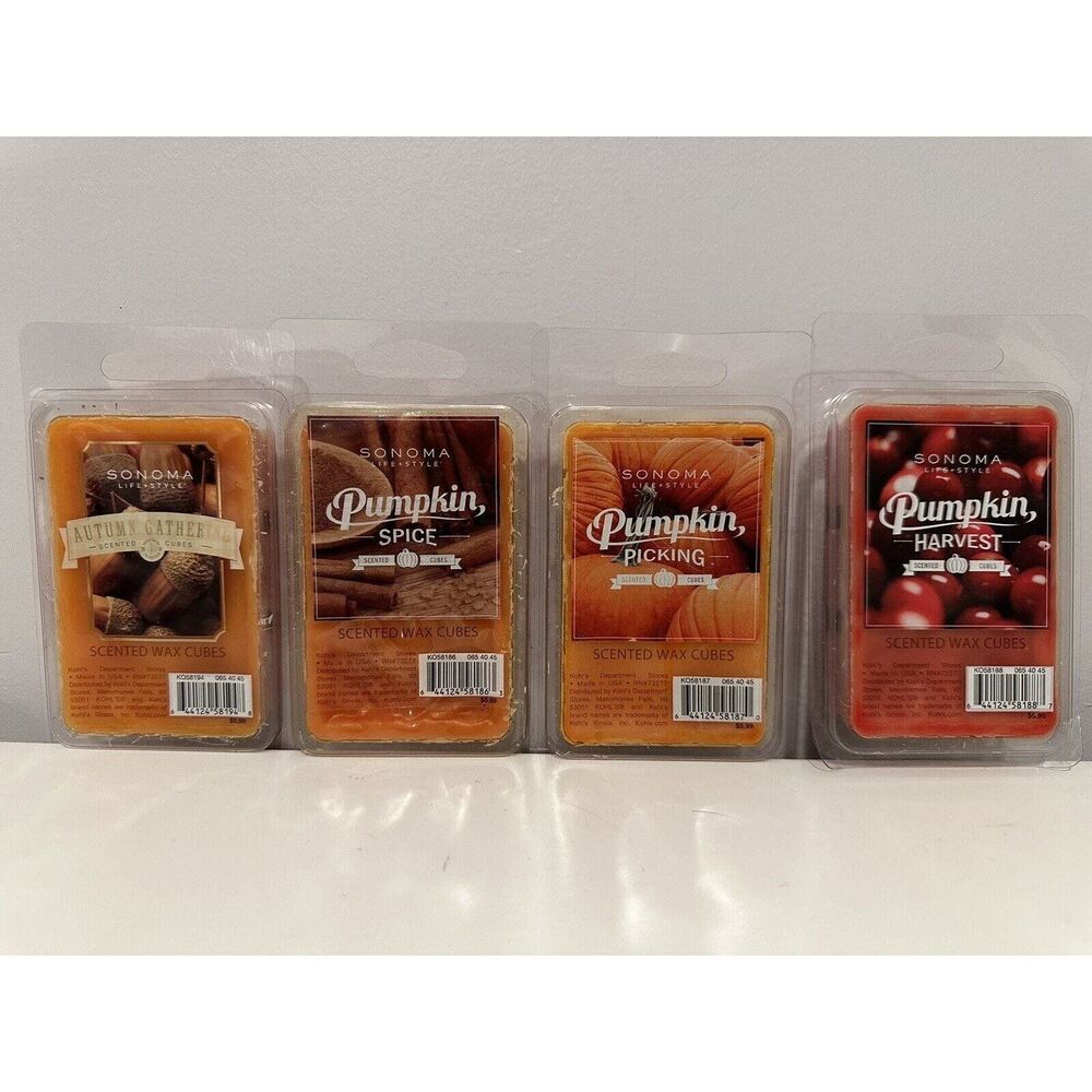 (4) SONOMA Scented Was Cubes - Pumpkin Spice - Picking - Harvest - Autumn Gather